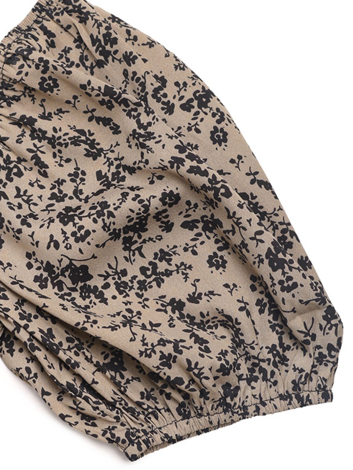 Perfee Smocked Printed Square-Neck Puff-Sleeve Jumpsuit - US Only