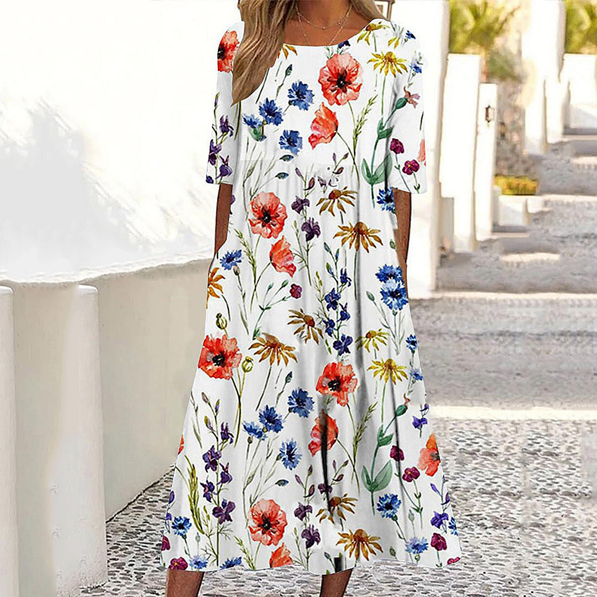 Casual Fashionable Printed Short-Sleeve Dress