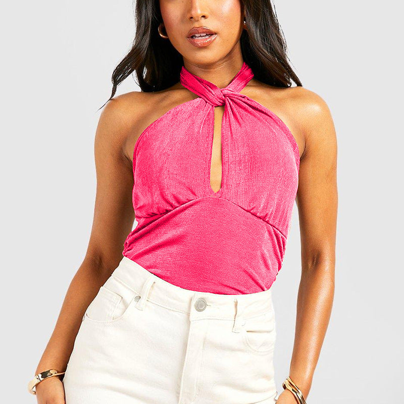 Womens Sexy Slim-fit Halter Neck Sleeveless Jumpsuit
