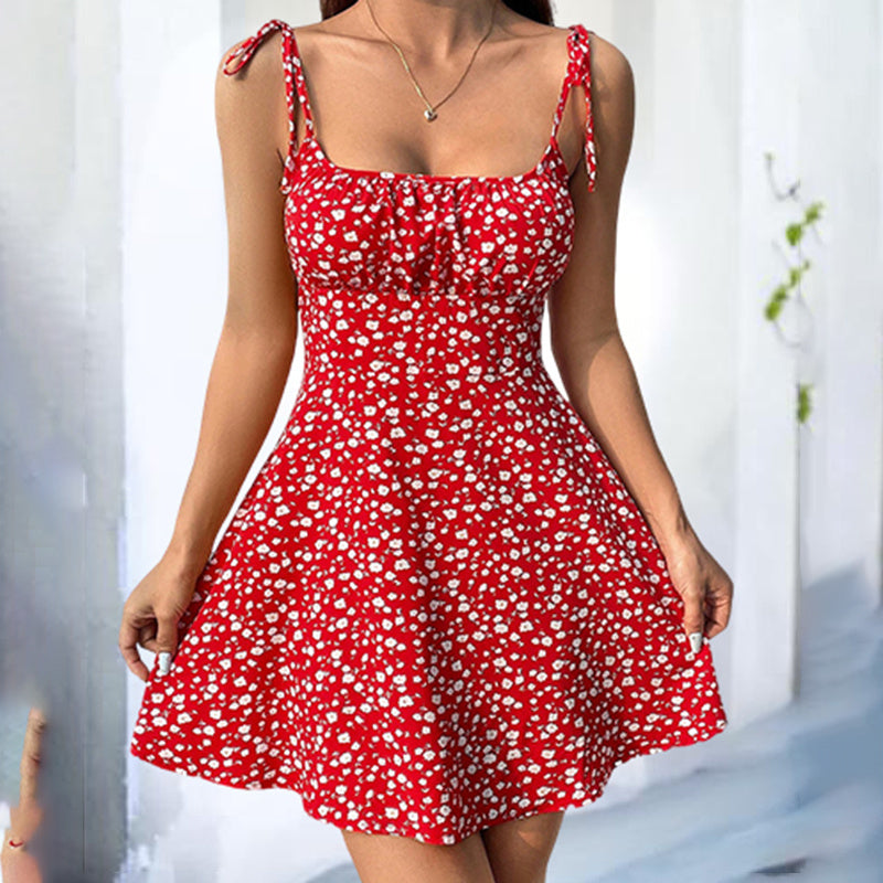Spaghetti-Strap Sleeveless Floral Mini Dress - US Only