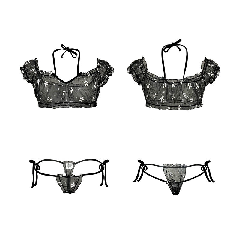 Mesh Petals Tube-Top Lingerie Set