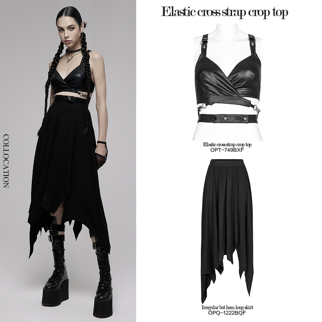 Elastic Cross-Strap Crop Top