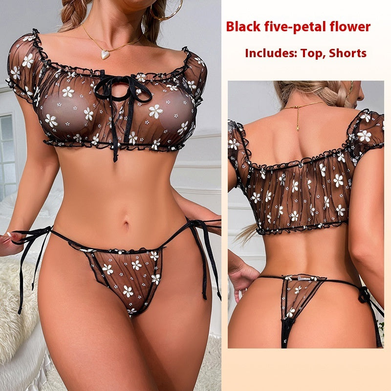 Mesh Petals Tube-Top Lingerie Set