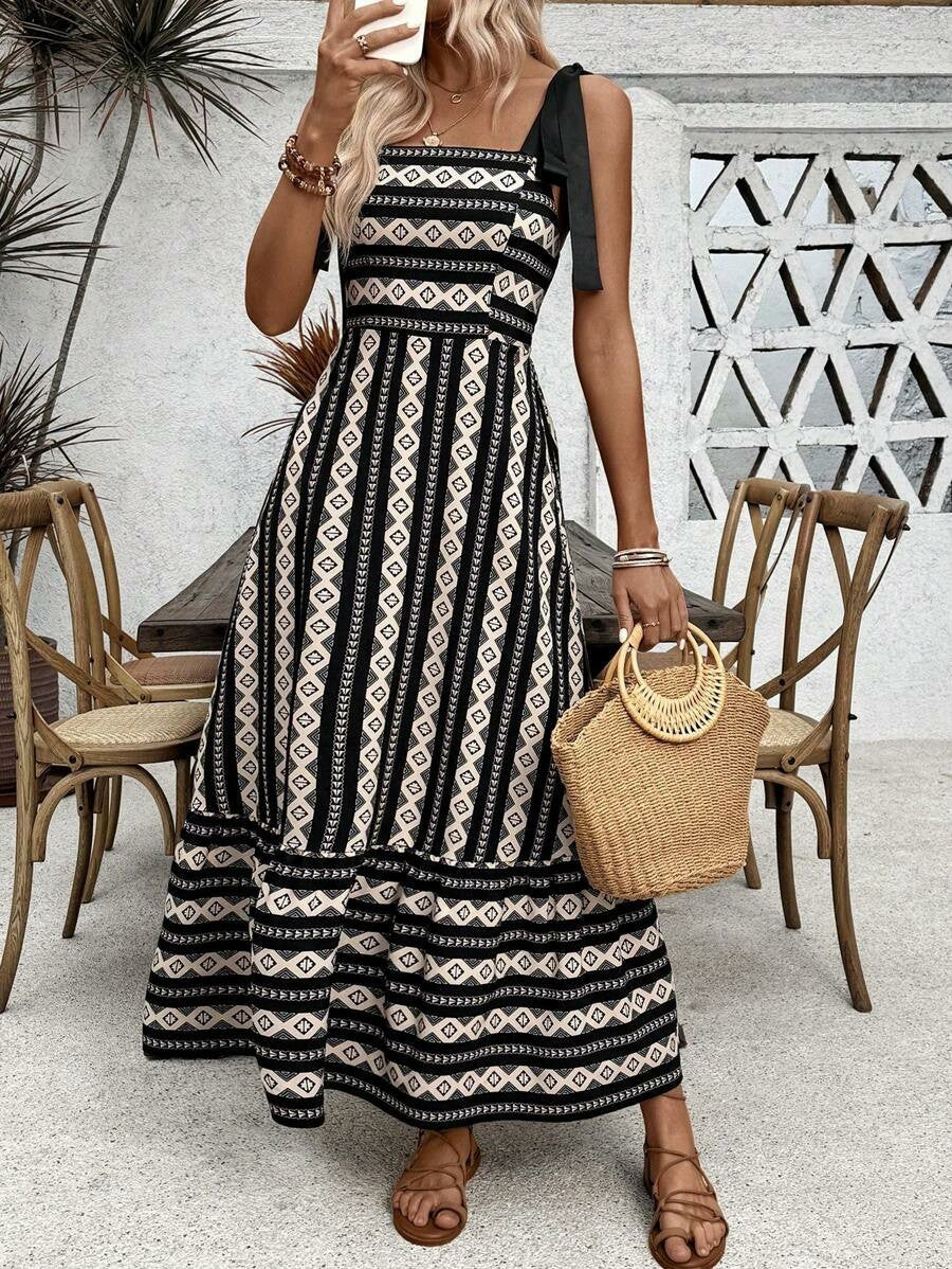 Striped Patchwork Swing Dress