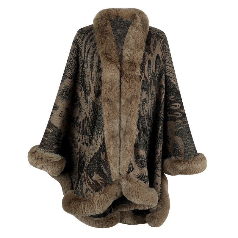 Knitted Cloak Thick Warm Shawl
