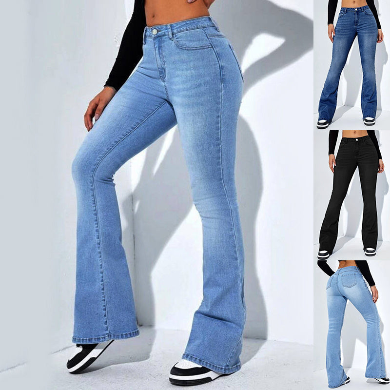 Women's Flared Slim-Fit Denim Trousers