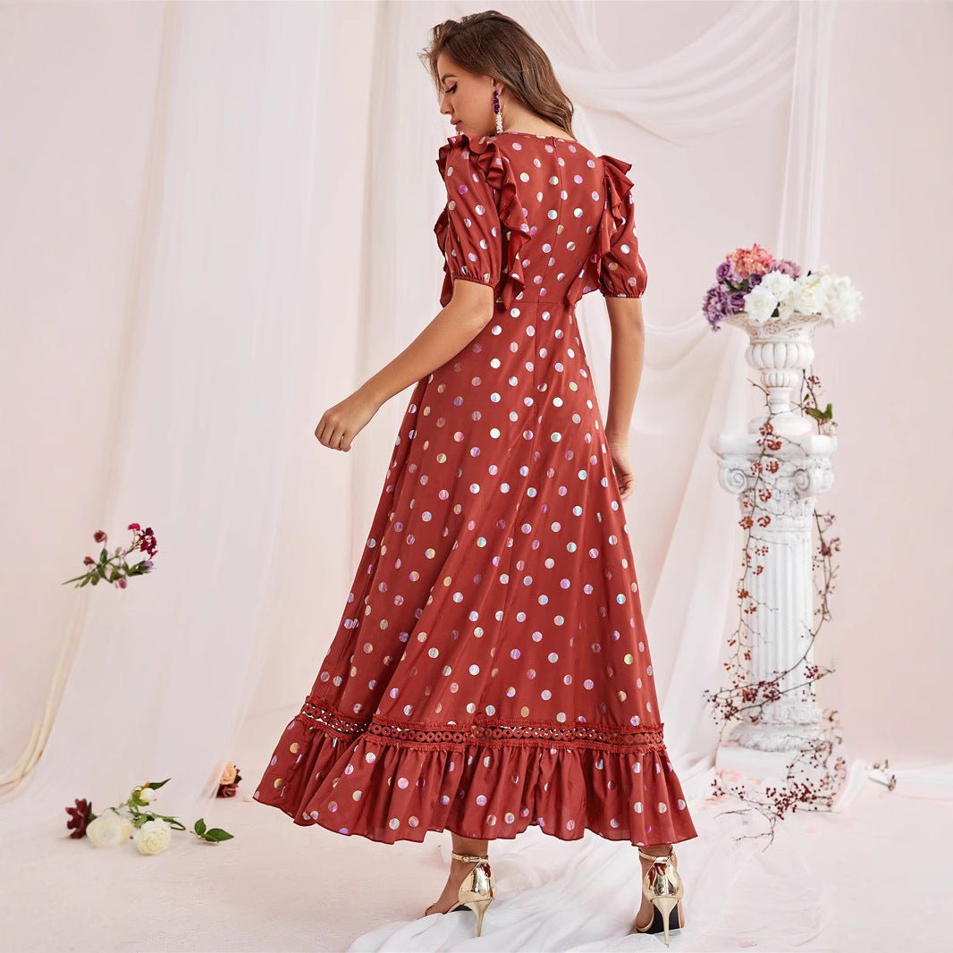 Bohemian Style Bronzing Polka Dot Dress
