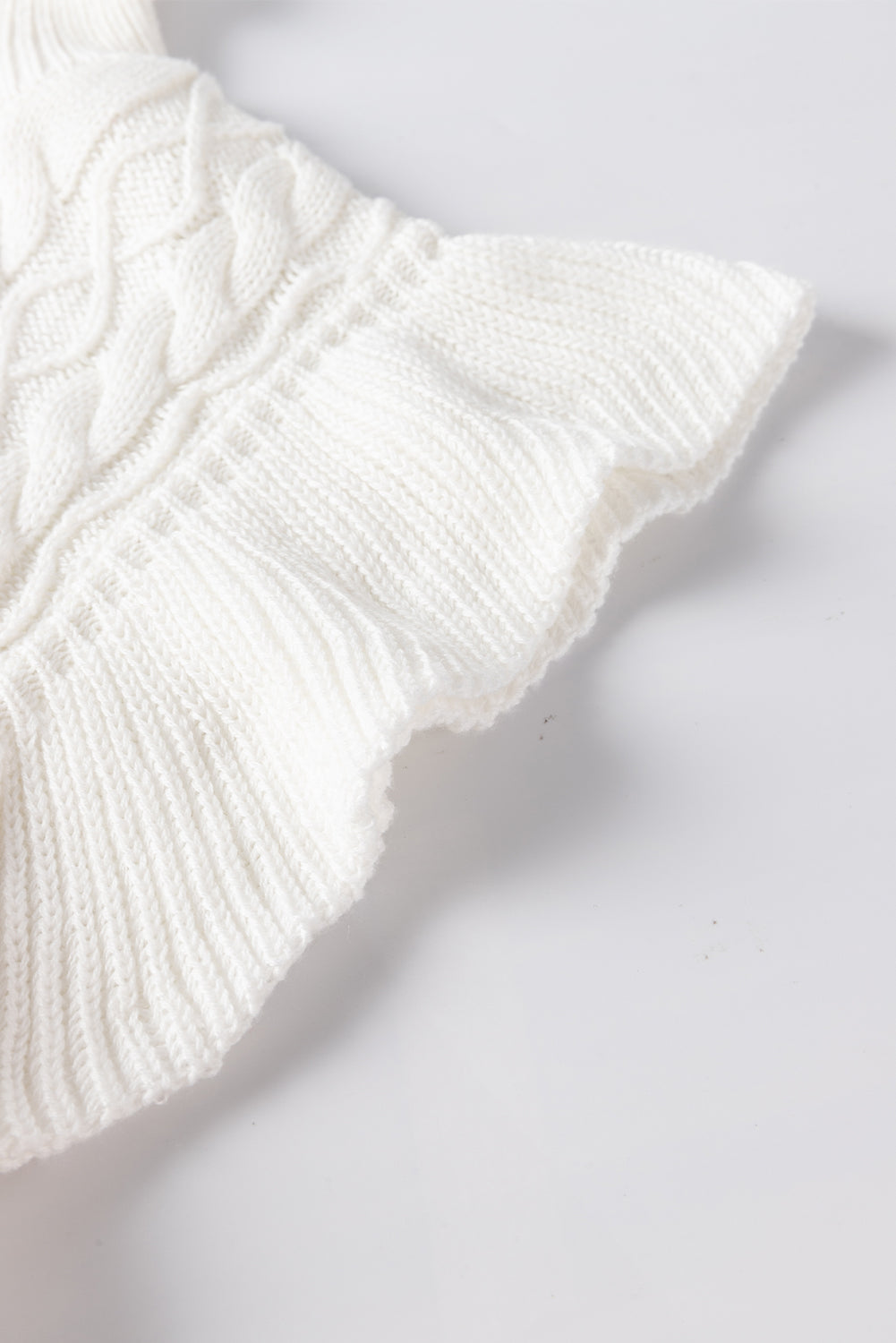 Cable-Knit Turtleneck Cap Sleeve Sweater - US Only