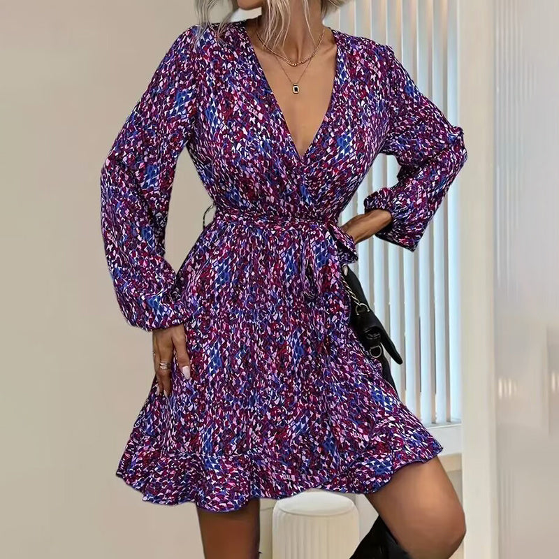 Leopard Print Ruffle-Hem Mini Dress - US Only