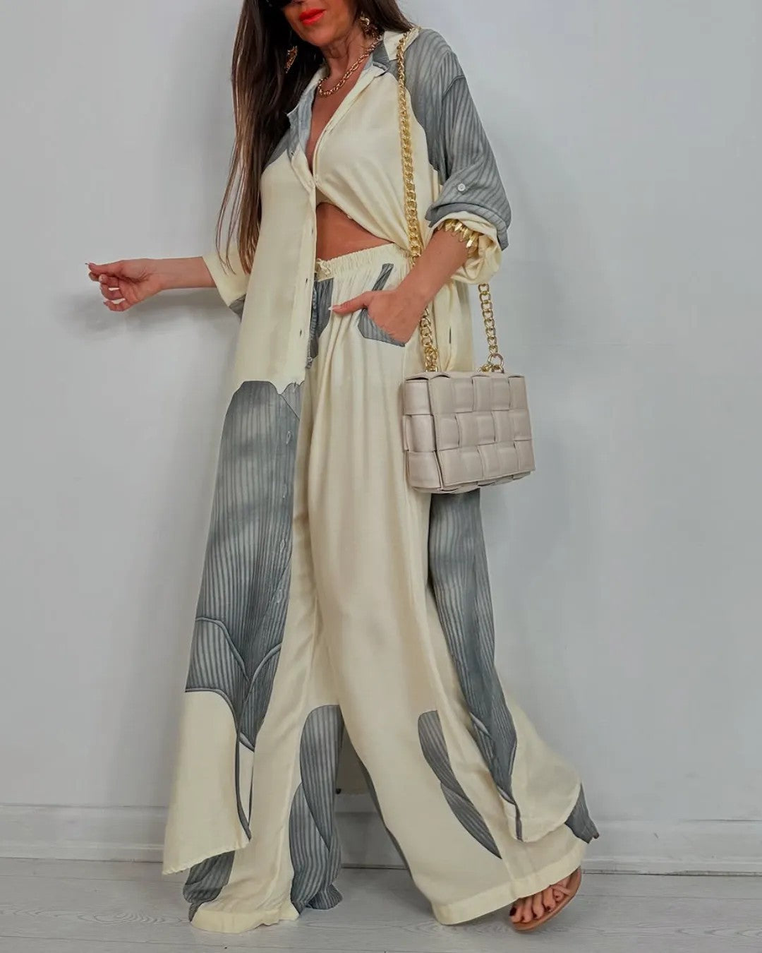 Colourblock Loose Long Pants Outfit