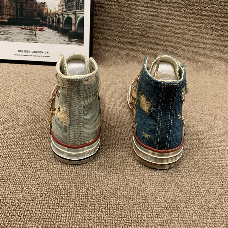 Cowboy Rivet High-Top Canvas Shoes For Women