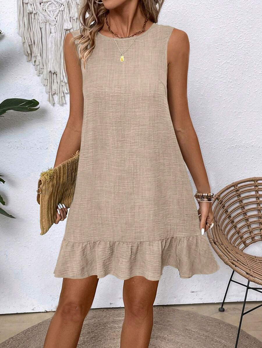 Ruffles Loose Sleeveless Short Dress