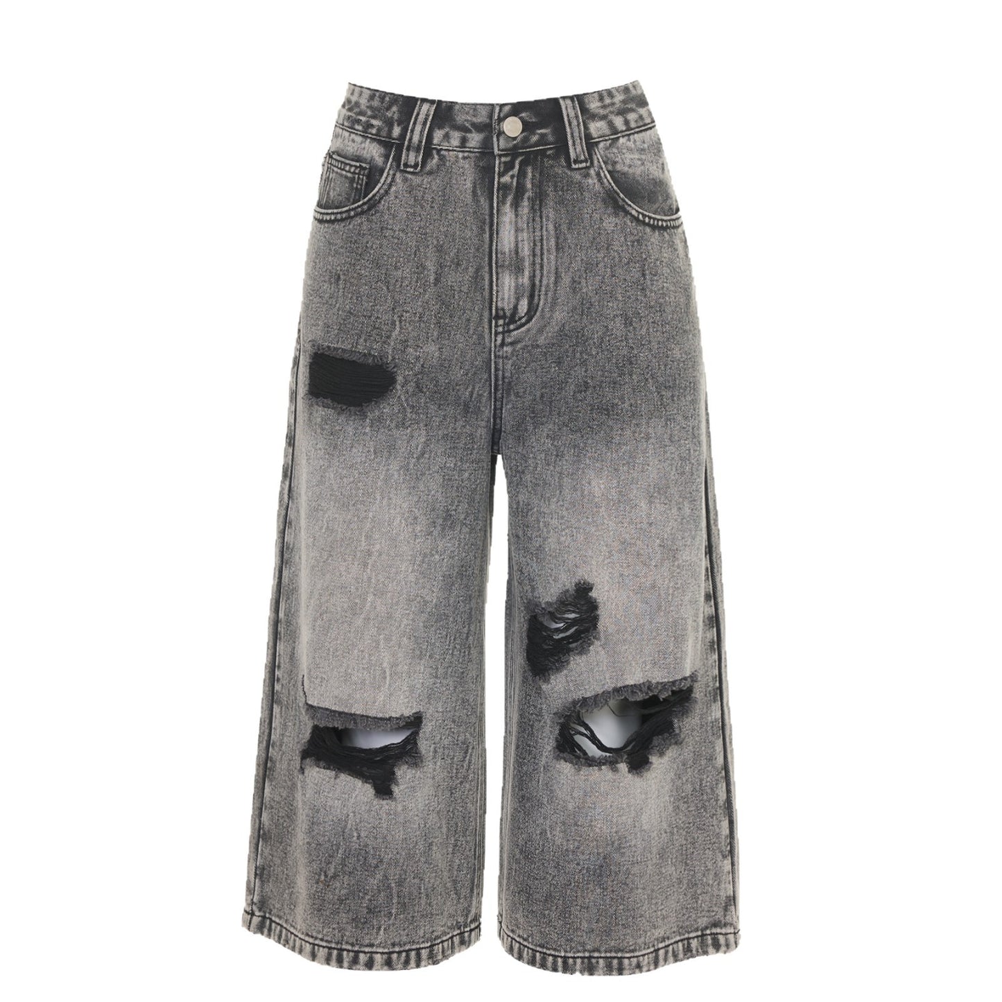 Vintage Seven-Point Wide-Leg Denim Trousers
