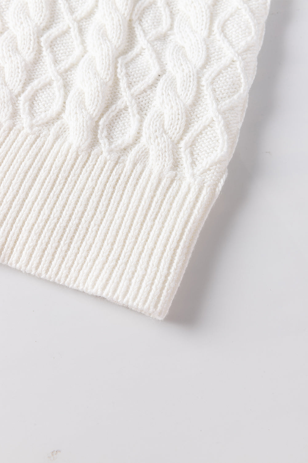 Cable-Knit Turtleneck Cap Sleeve Sweater - US Only
