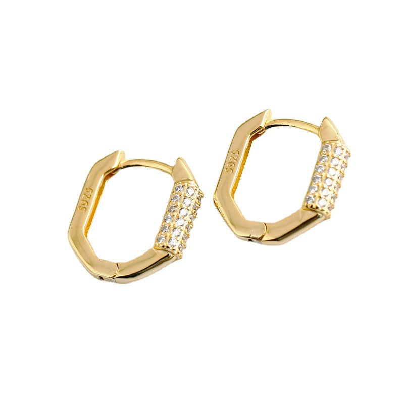 Women's Statement Electroplated Diamond Hoop Earrings