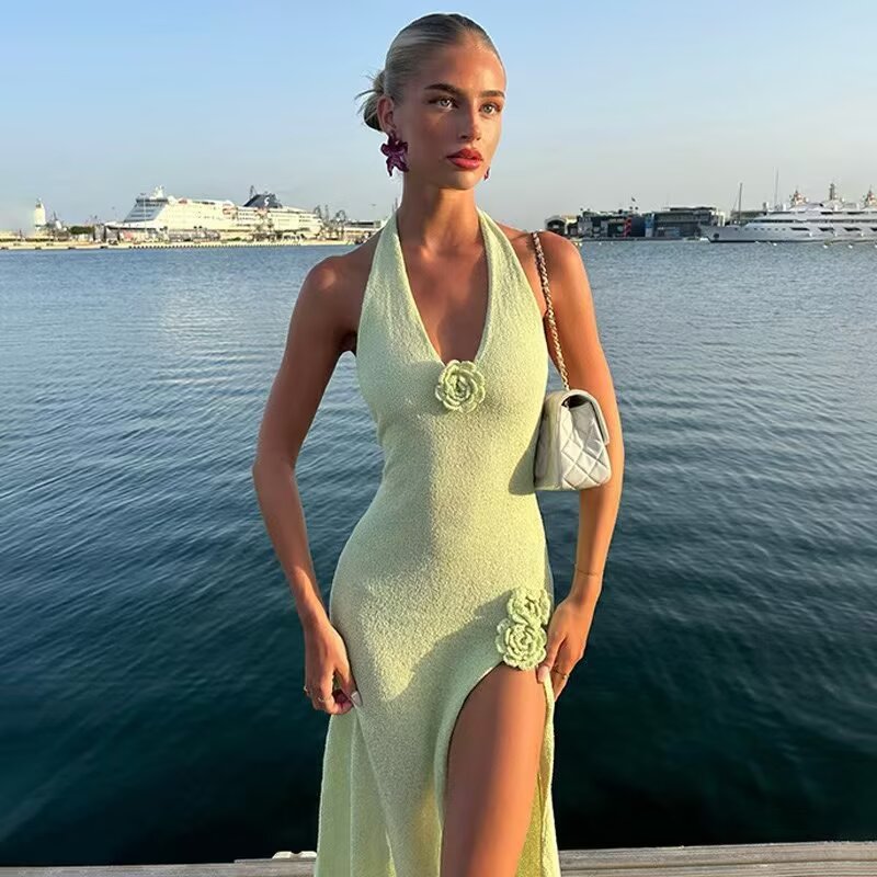 Halter Backless Slit Long