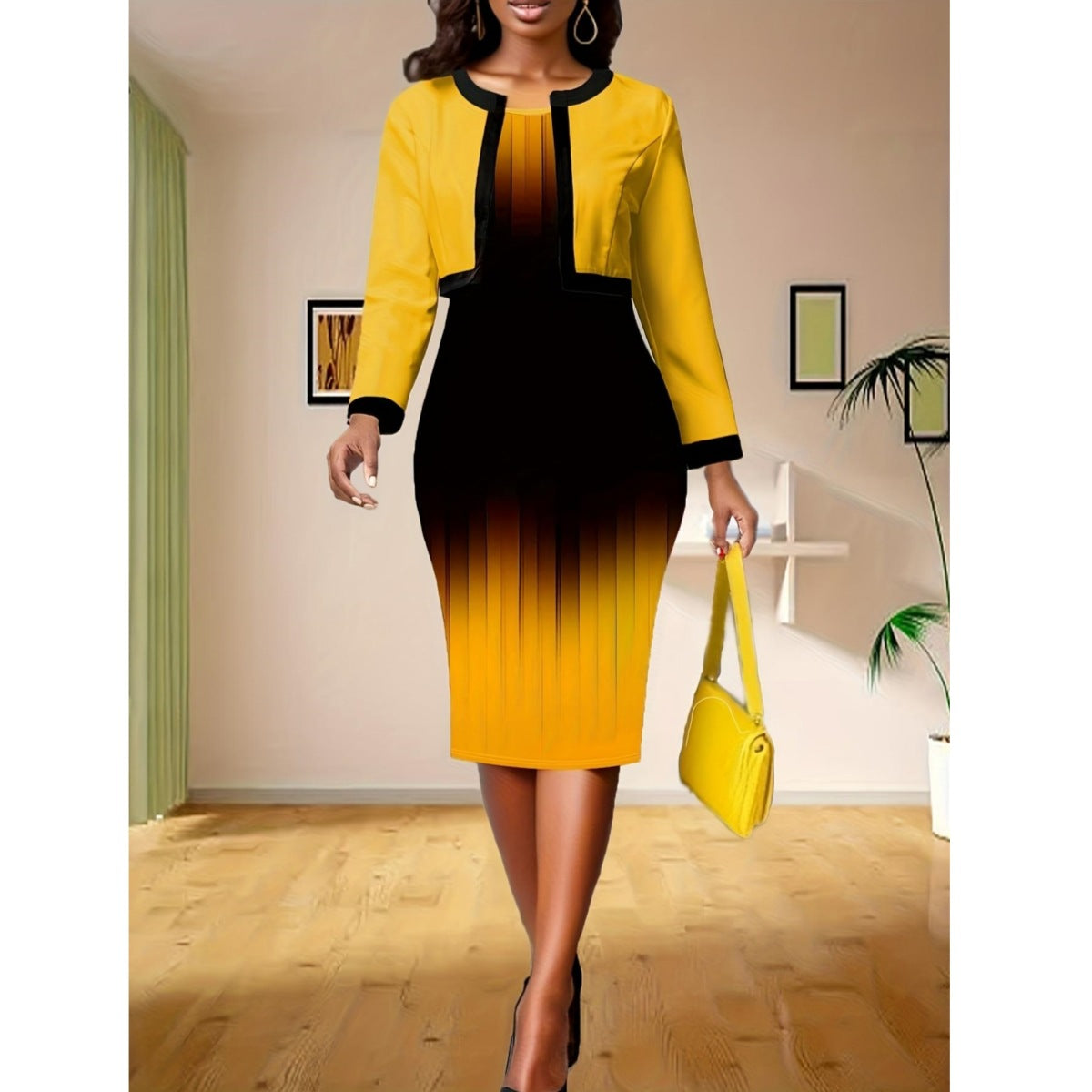 Hip-Wrapped Dress - Two-Piece Set