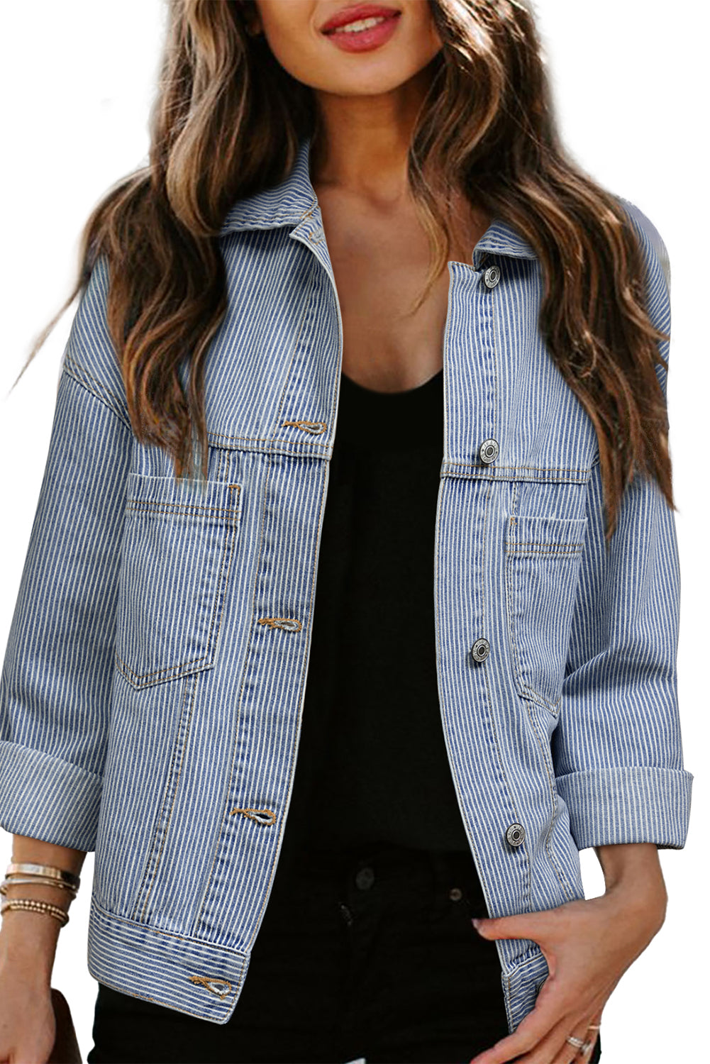 Women's Washed Oversize Pocket Denim Jacket