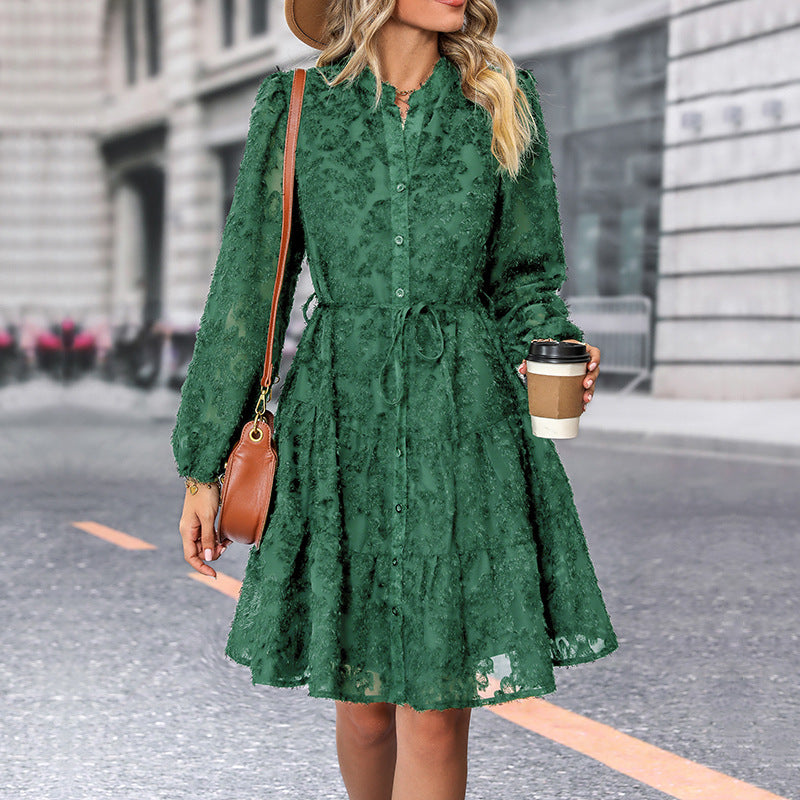 Lace Long-Sleeve Mini Dress