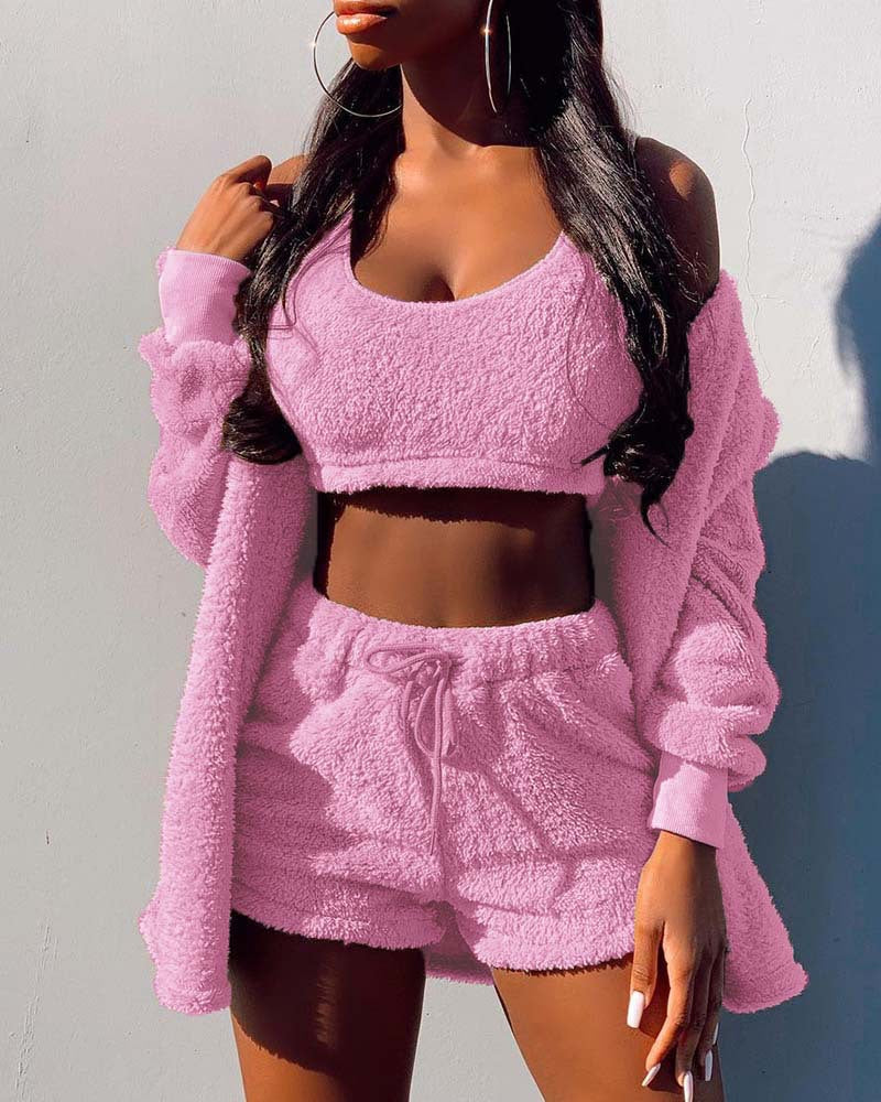 Casual Suit For Women - Coat+Shorts+Vest