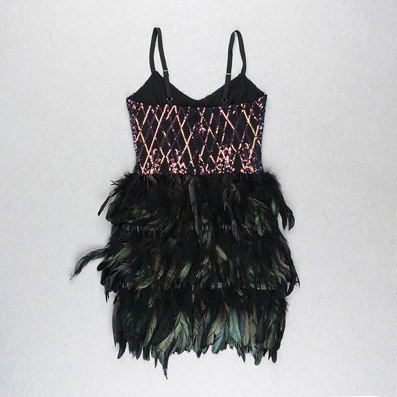 Suspenders Sleeveless Tight Sequins Dress