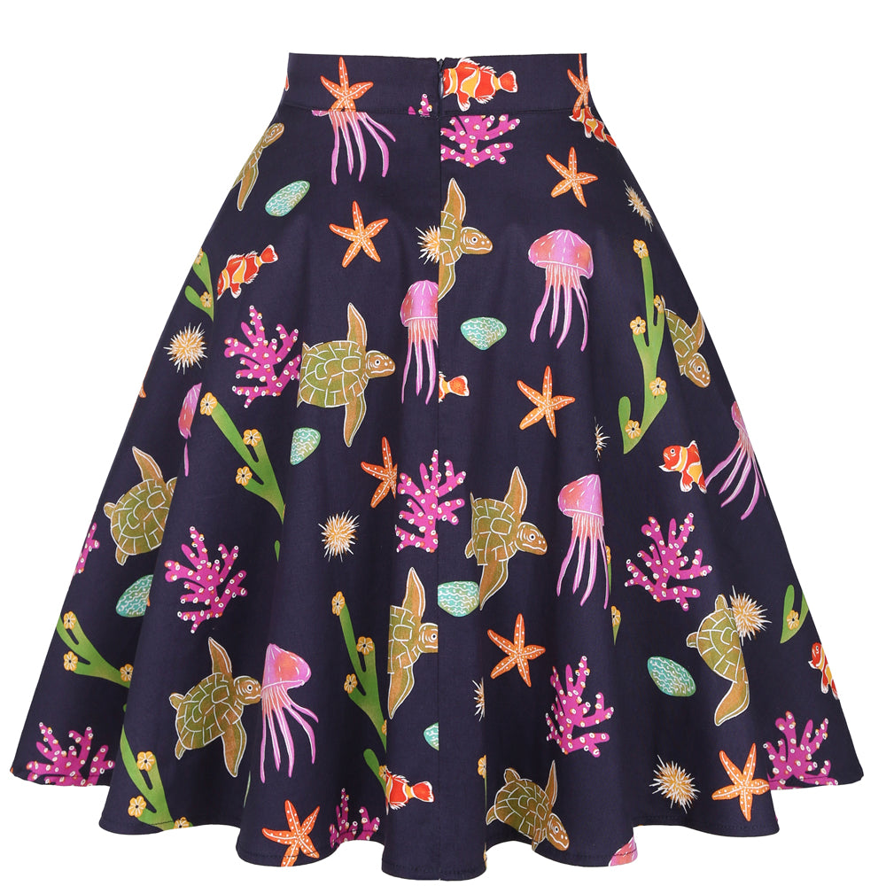 Turtle & Starfish Print Skirt