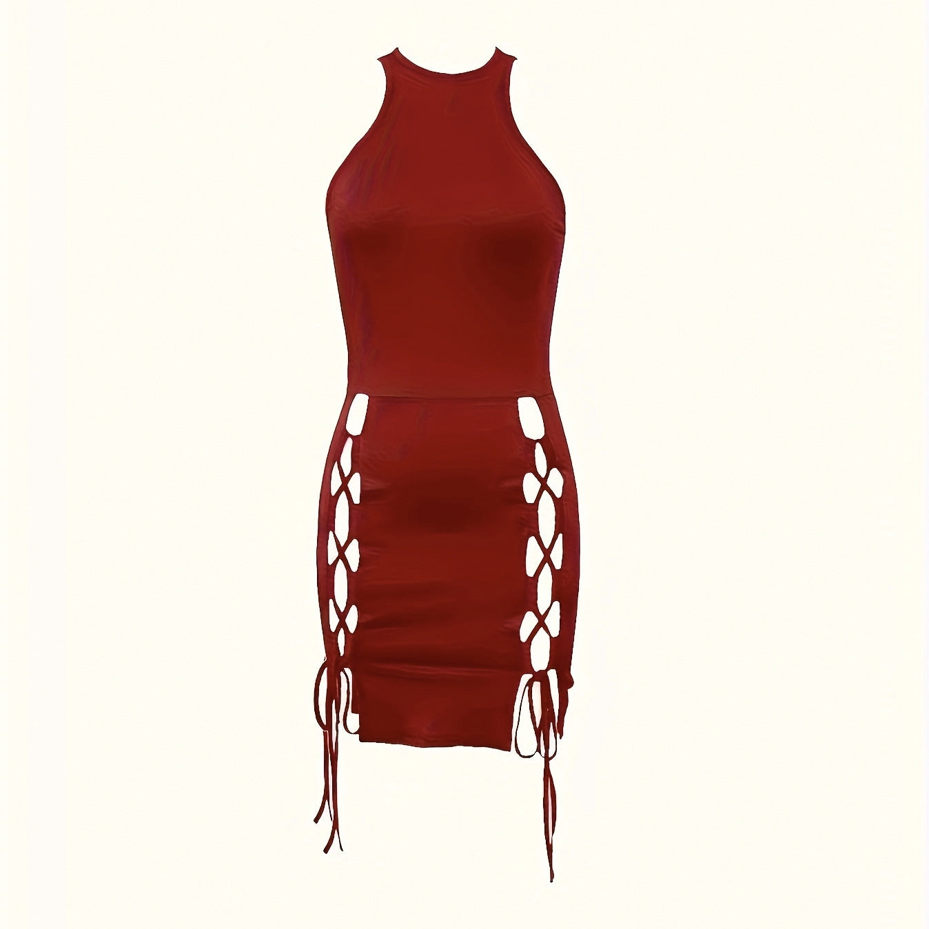 Lace-Up Sleeveless Hollow-Out Mini Dress - US Only