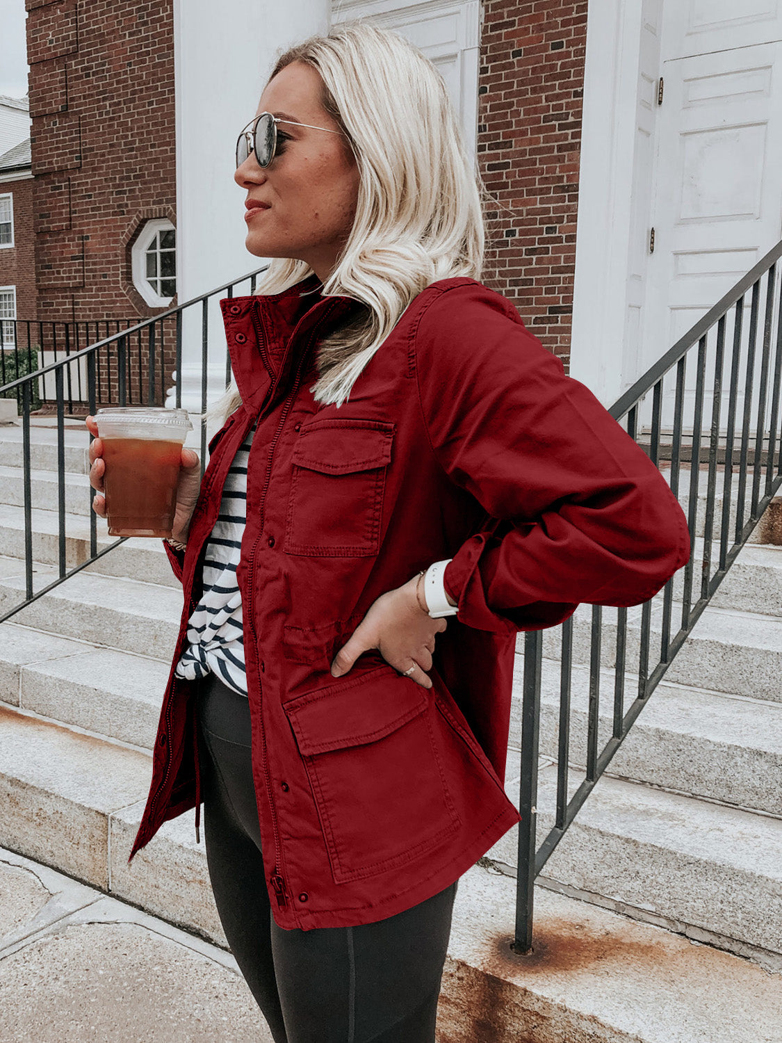 Pocketed Long-Sleeve Zip-Up Jacket - US Only