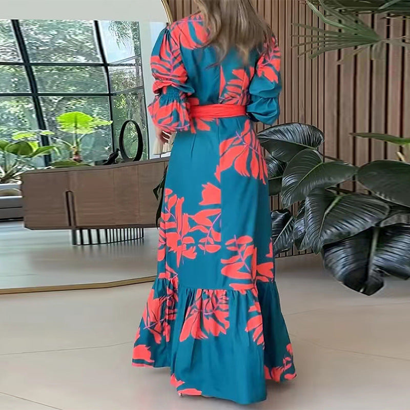 Bohemian Style Fashion Printed Long-Sleeve Dress