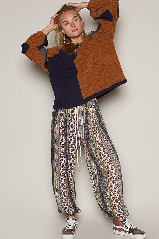 Colour-Block Half-Zip Dropped-Shoulder Sweatshirt - US Only