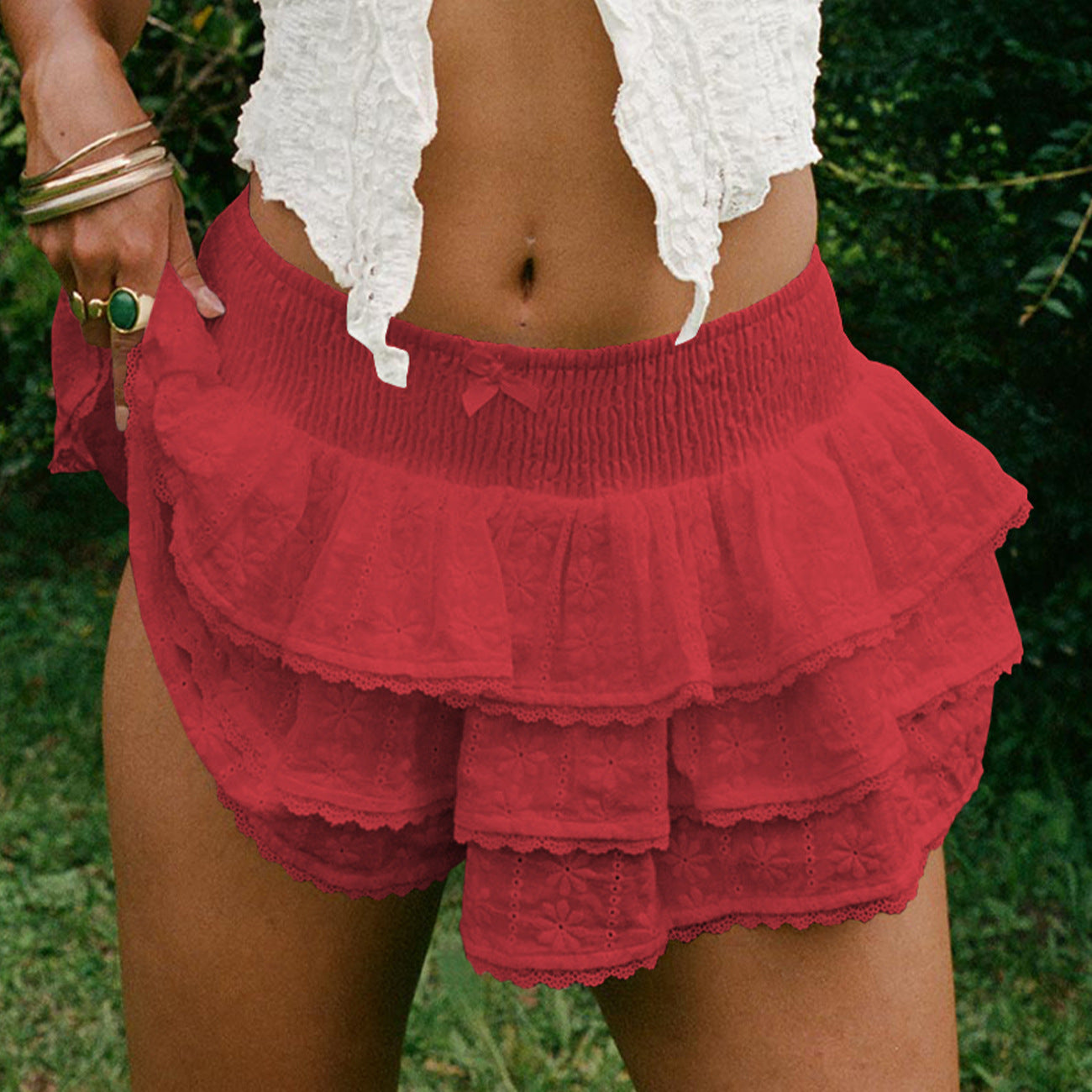 Bow Decorative Lace Bud Skirt