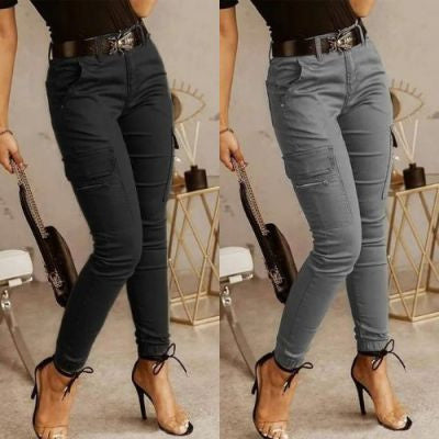 Women's Low-Waist Pockets Long Trousers