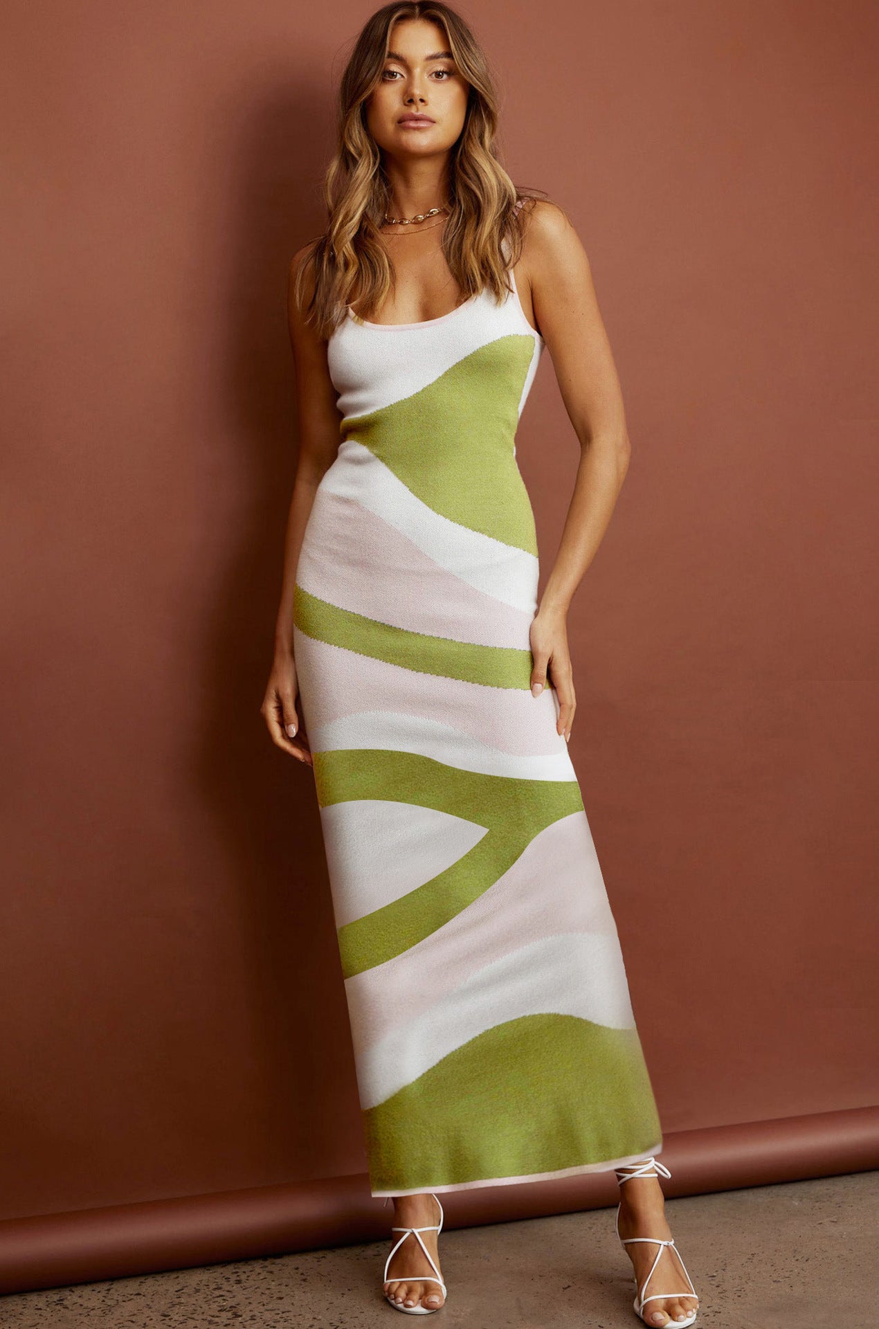 European & American Style Fashion Printing Slim-Fit Slimming Dress