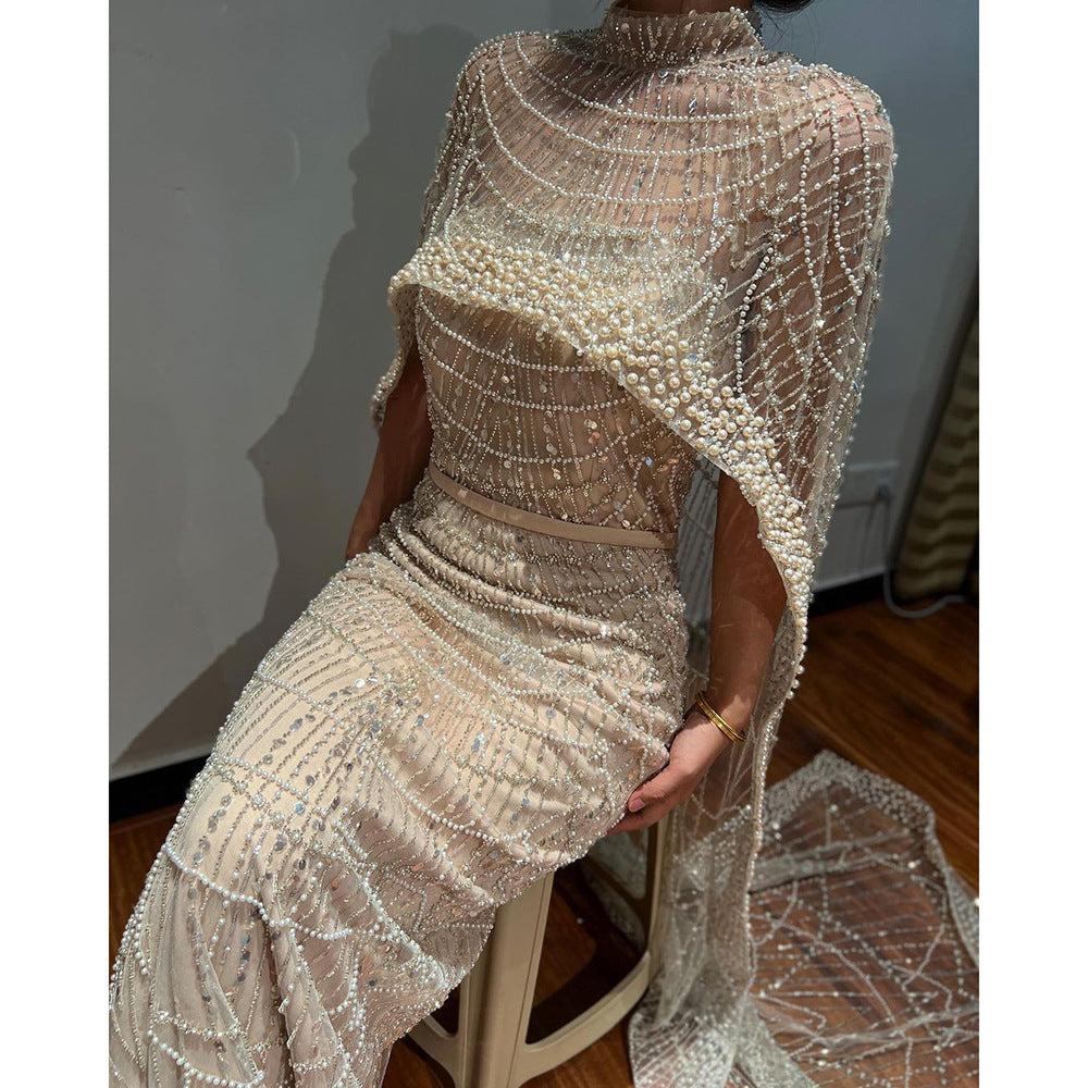 Pearl Light Luxury Trailing Dress