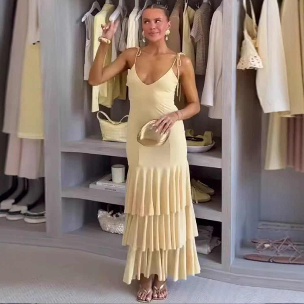 V-Neck Layered Sleeveless Dress