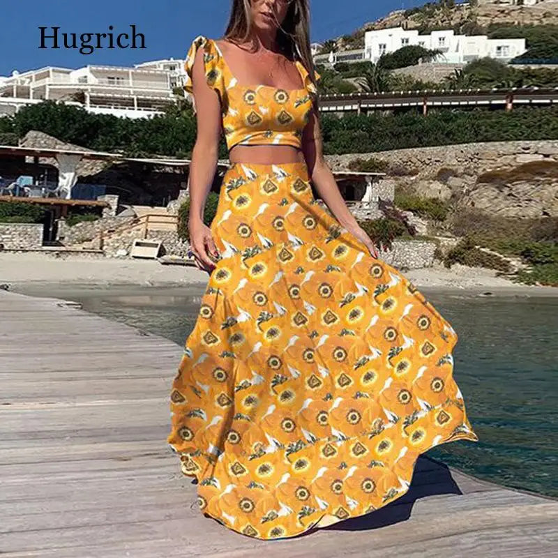 Gradient Colour High-Waist Sleeveless Long Dress