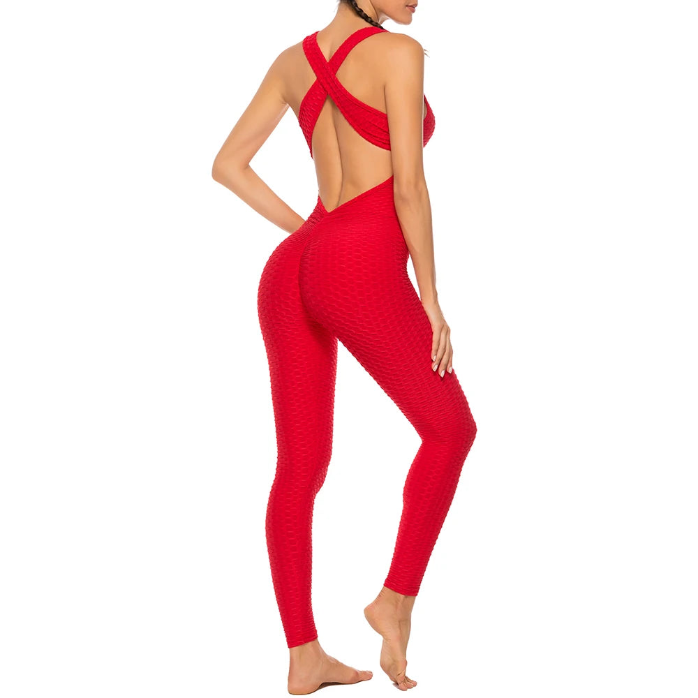 Open-Back Fitness Jumpsuit