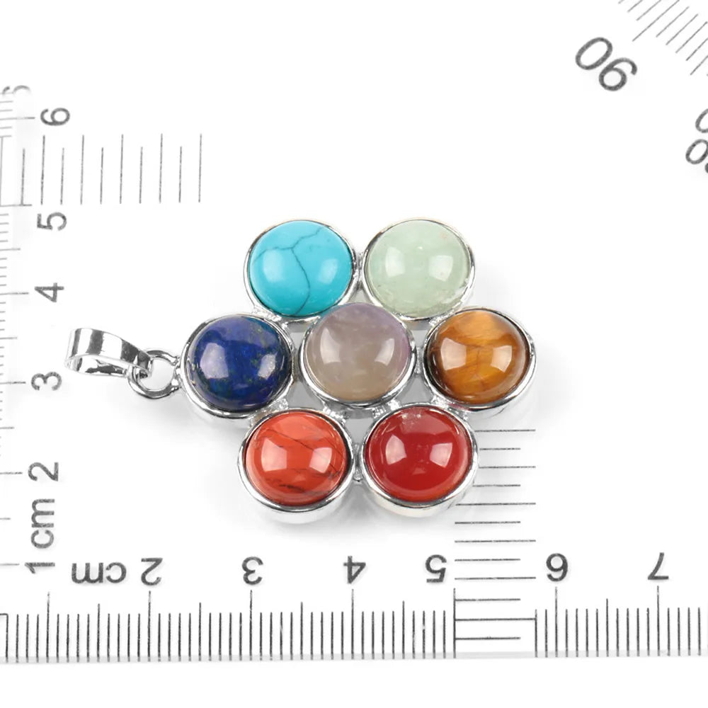Natural Stone Seven-Chakra Pendant Necklace