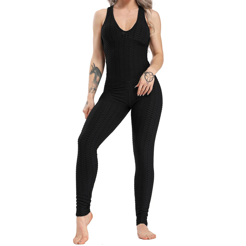 Open-Back Fitness Jumpsuit