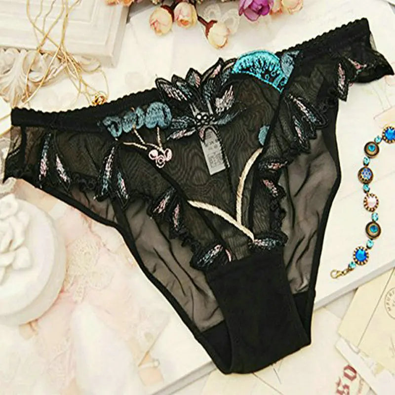 Sexy Bra & Brief Set - Push-Up Transparent Lace