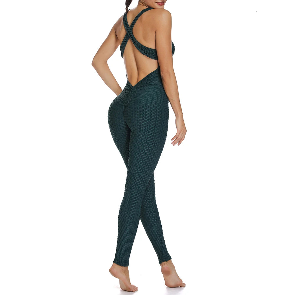 Open-Back Fitness Jumpsuit