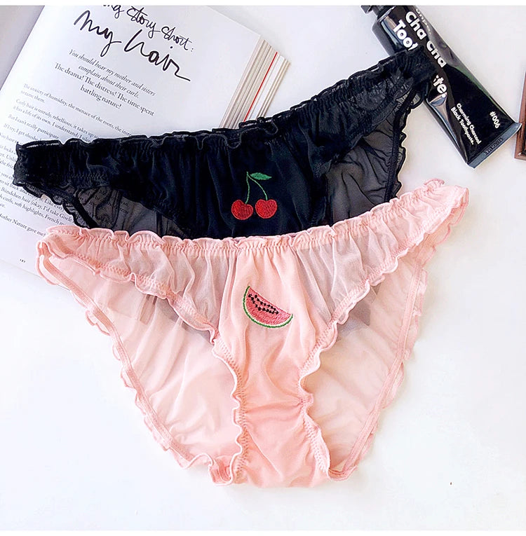 Fruit Embroidery Lace Low-Waist Panties
