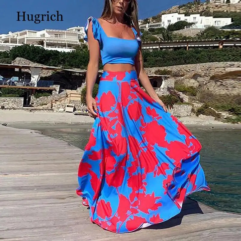 Gradient Colour High-Waist Sleeveless Long Dress