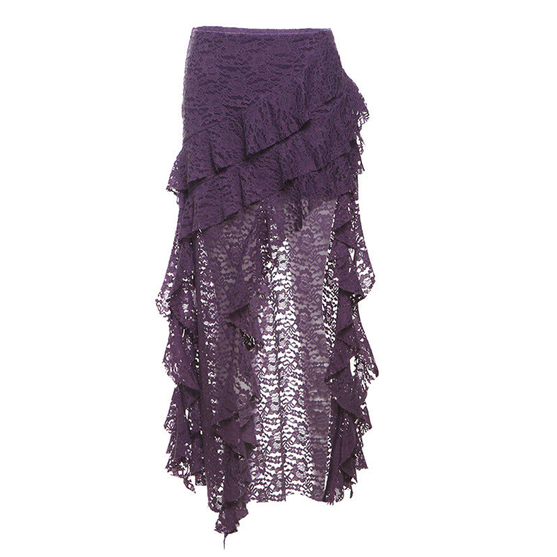 Unique Lace Wavy Pleated Skirt