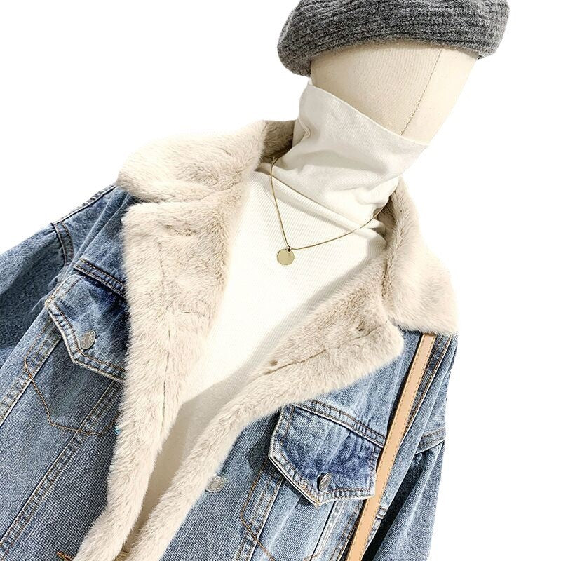 Loose Lambswool Casual All-Matching Denim Jacket