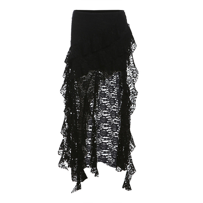 Unique Lace Wavy Pleated Skirt
