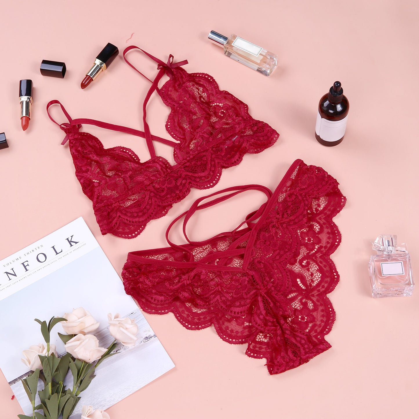 Lace Split Lingerie Set