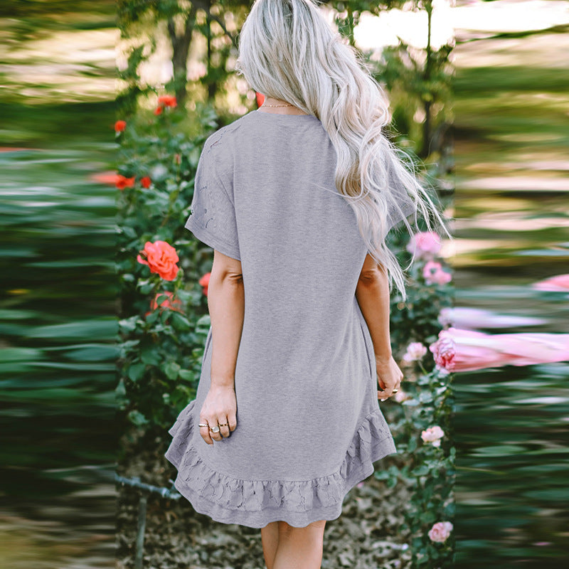 New Lace Stitching T-Shirt Dress