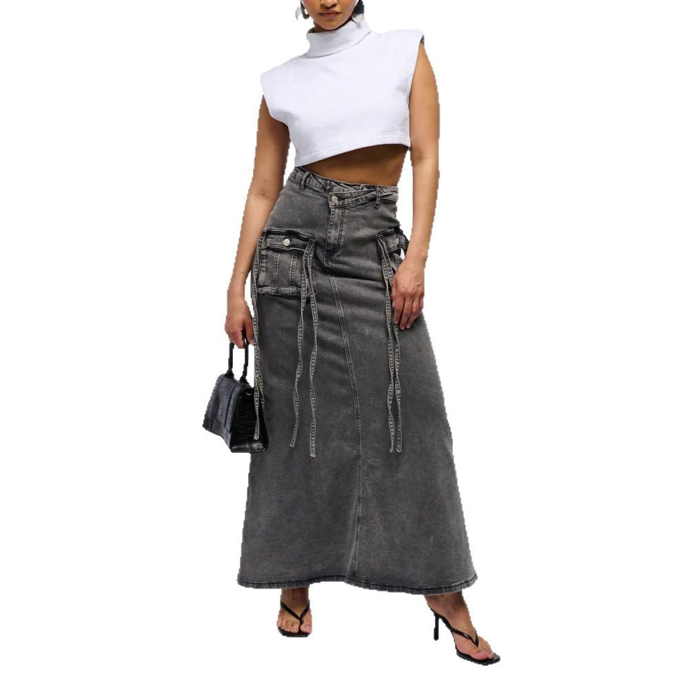American-Style Retro Denim Skirt