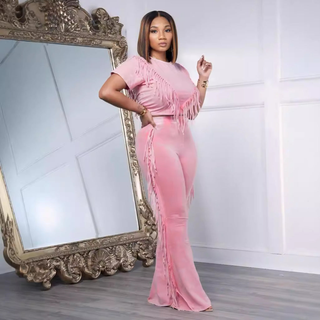 Tassels Wide-Leg Pants Outfit